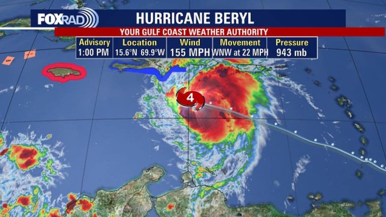 Hurricane Beryl tracker